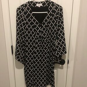 Signature by Robbie Bee Women’s Medium Black & White Geometric Checkered Dress